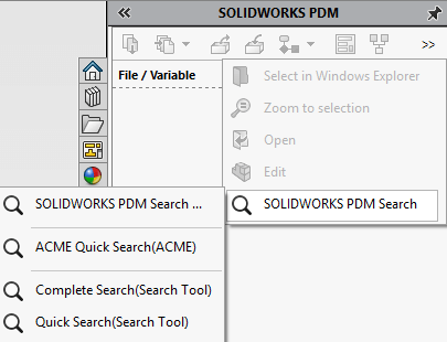 默认的SOLIDWORKS PDM搜索