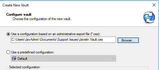 Use a configuration based admin export file