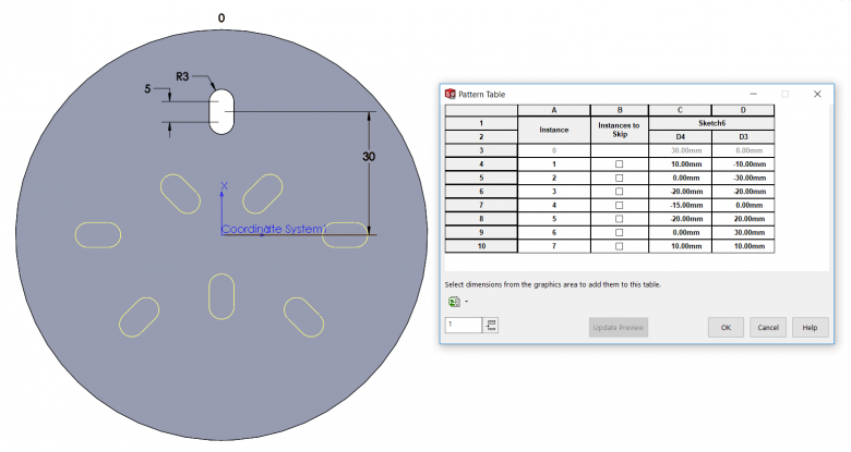 FIGURE 6: SOLIDWORKS Variable Pattern