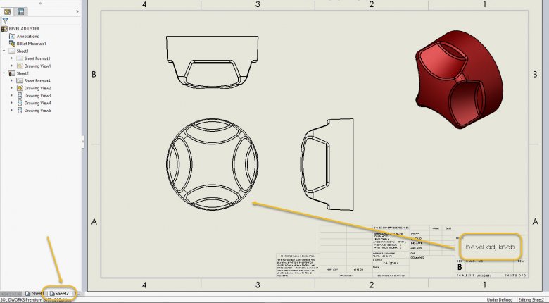 SOLIDWORKS Drawing Properties on Sheet2