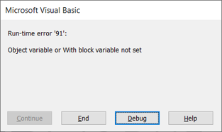 微软VB运行时错误“91”