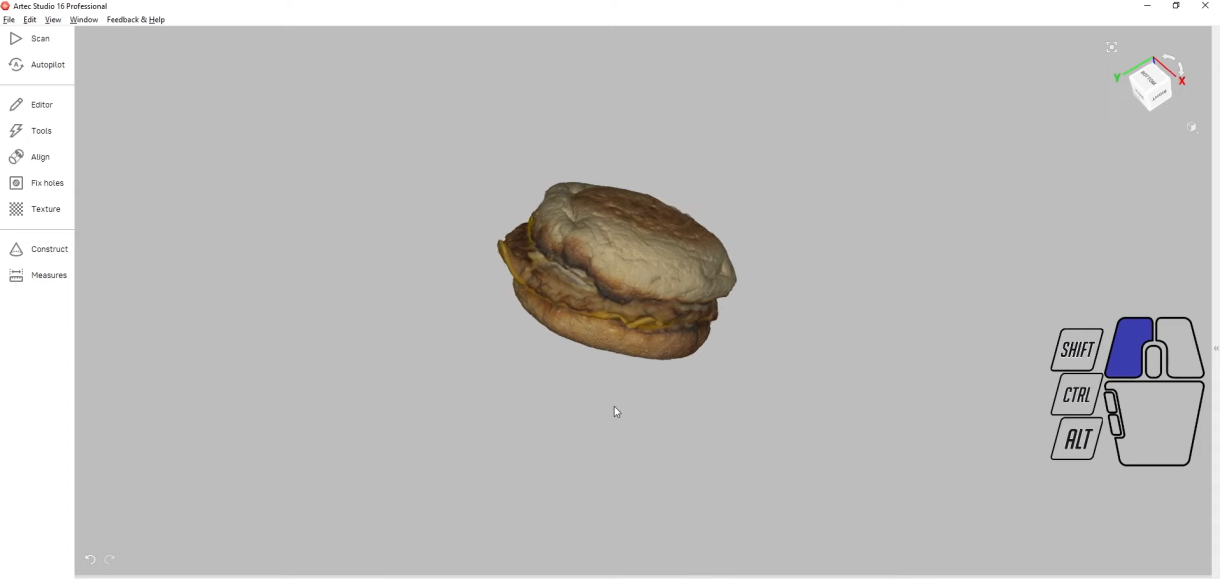 用Artec Space Spider扫描的鸡蛋松饼的最终全彩模型
