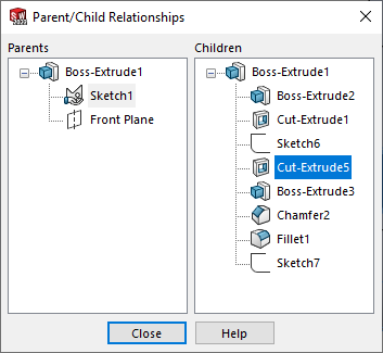 See the feature relationships with Parent/Child Relationship