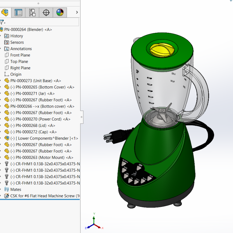 SOLIDWORKS Featuremanager示例:3d搅拌机绘图hth华体会全站app