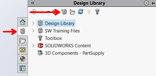 在solidworks指令中添加文件夹到设计库